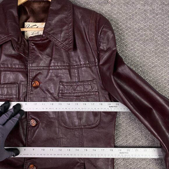 Vintage 70s Victoria Leather Jacket Men's Small Oxblood Burgundy Fight Club Pimp - Picture 7 of 11